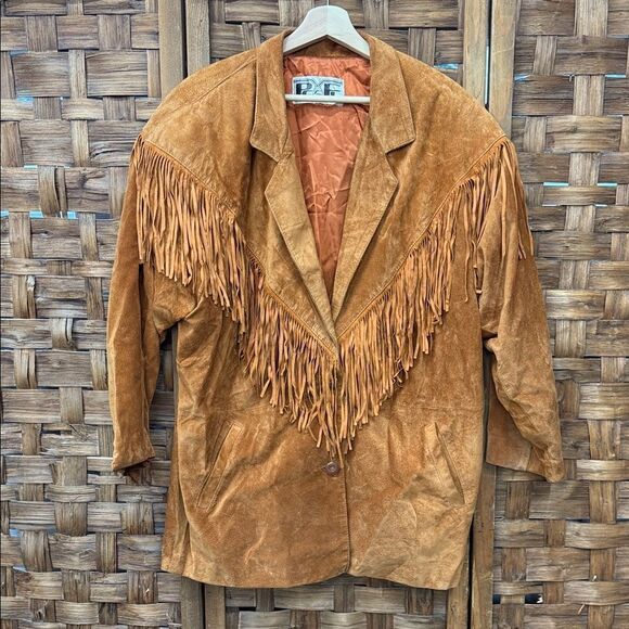 First in Leathers Jackets & Blazers - Vintage Made in Canada Brown Suede Fringe Jacket